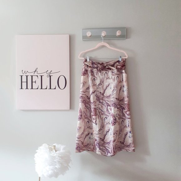 NWT Scotch & Soda satin-like abstract marble print A-line midi skirt, M - Picture 9 of 10